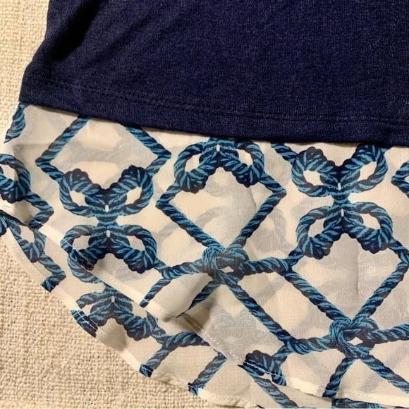 CHARMING CHARLIE 3/4-Sleeve Navy White Nautical Layer Tunic Top Women’s S - Picture 4 of 11